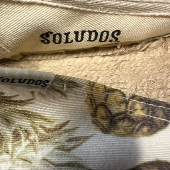 Soludos Pineapple Print Espadrille Flats with fabric upper woven heel 10 - Picture 10 of 11